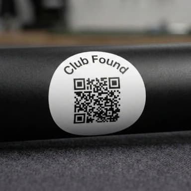 Close-up of ClubFound QR sticker